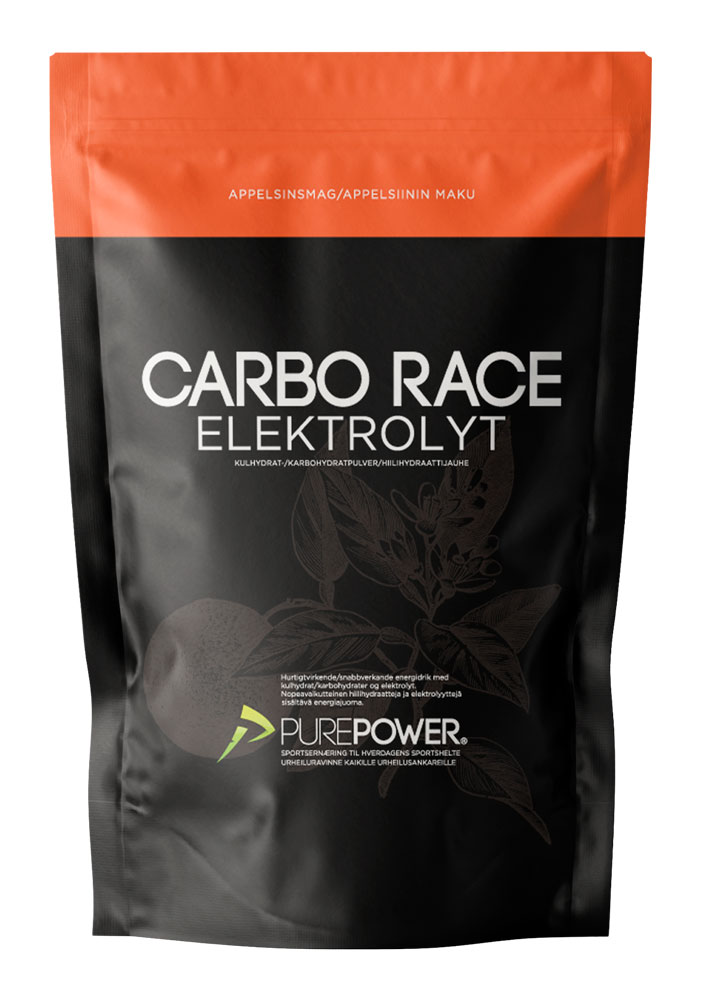 PurePower Carbo Race Hindbær Elektrolyt, 1 kg | energidrik og pulver